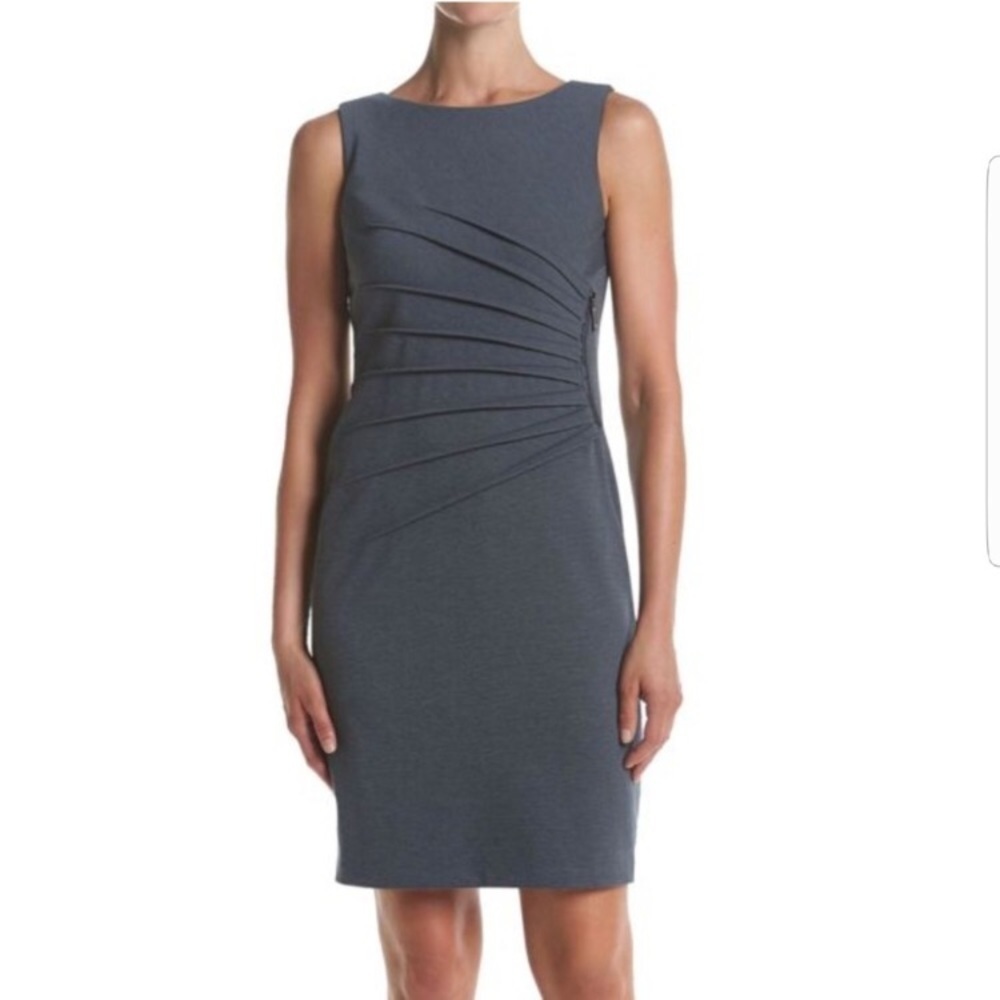 IVANKA TRUMP gray starburst sheath dress 9A.